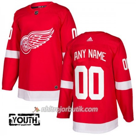 Barn Ishockey Detroit Red Wings Tröja med eget tryck Adidas 2017-2018 Röd Authentic